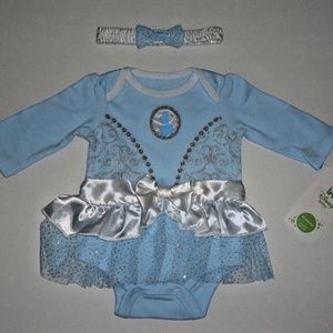DISNEY CINDERELLA BODYSUIT DRESS OUTFIT HEADBAND